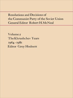 cover image of Resolutions and Decisions of the Communist Party of the Soviet Union, Volume 5